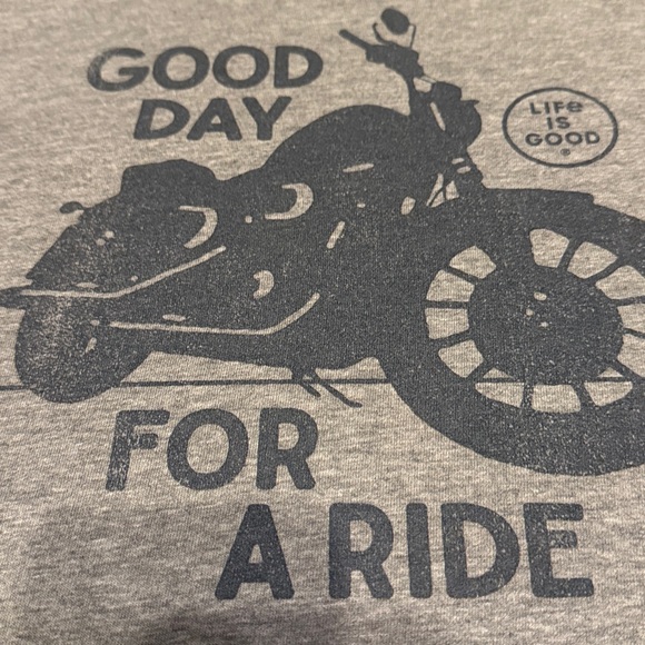 Life Is Good Heather Gray Good Day For A Ride motorcycle shirt - Picture 3 of 6